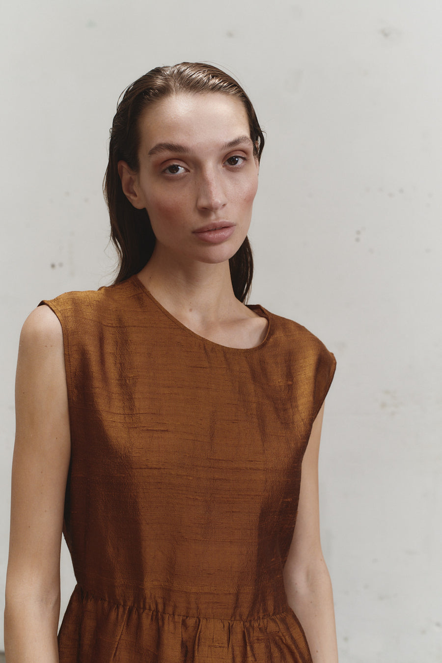 Caramel Dupion Echo Dress