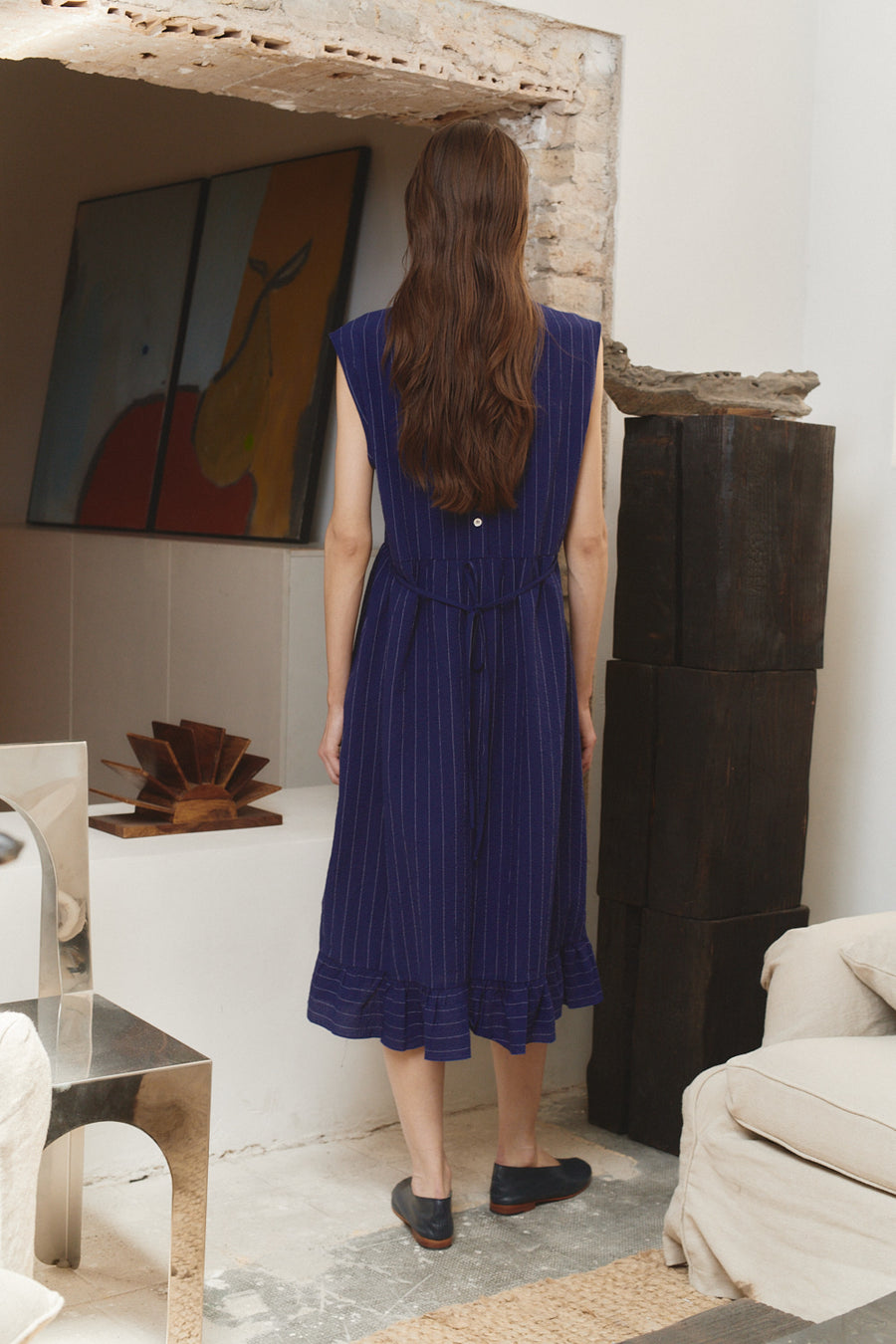 Indigo Pinstripe Echo Dress