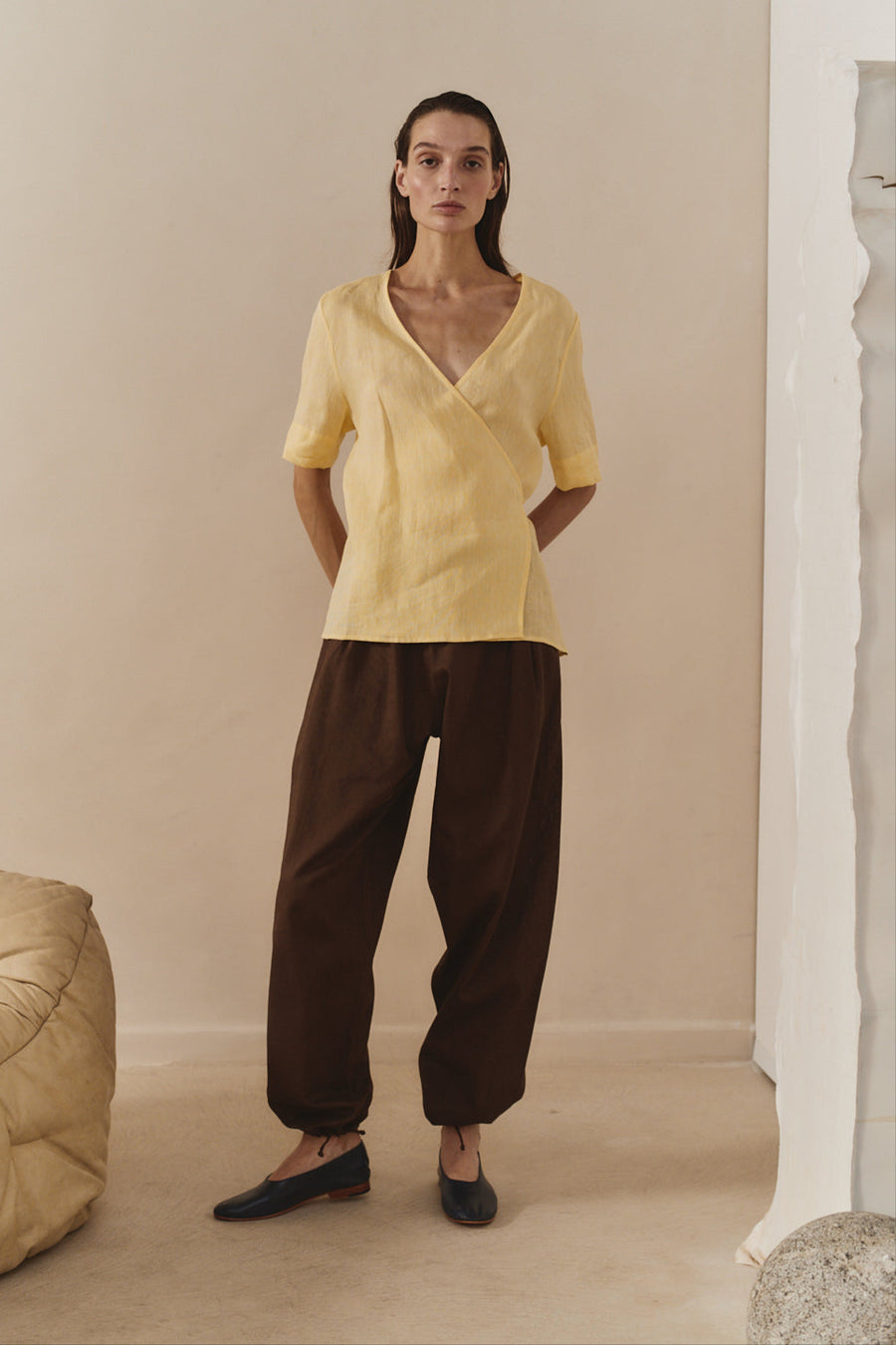 Chocolate Linen Kendo Pants