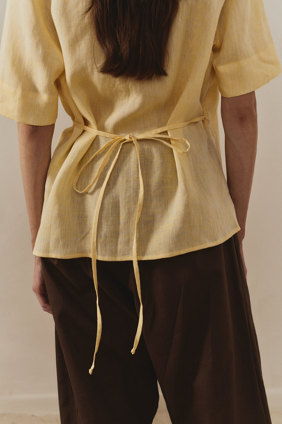 Beurre Linen Wrap Top