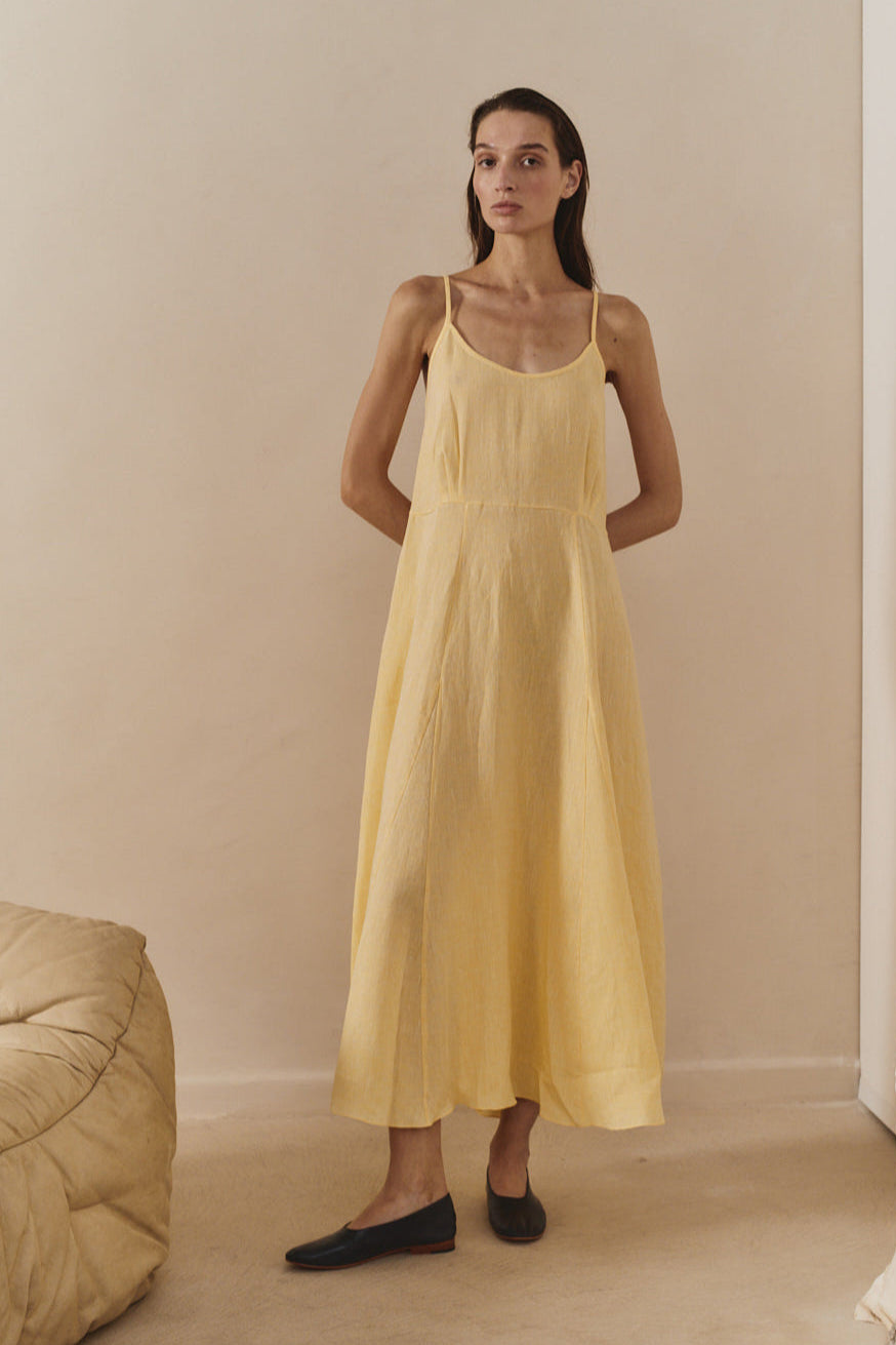 Beurre Linen Godet Slip Dress