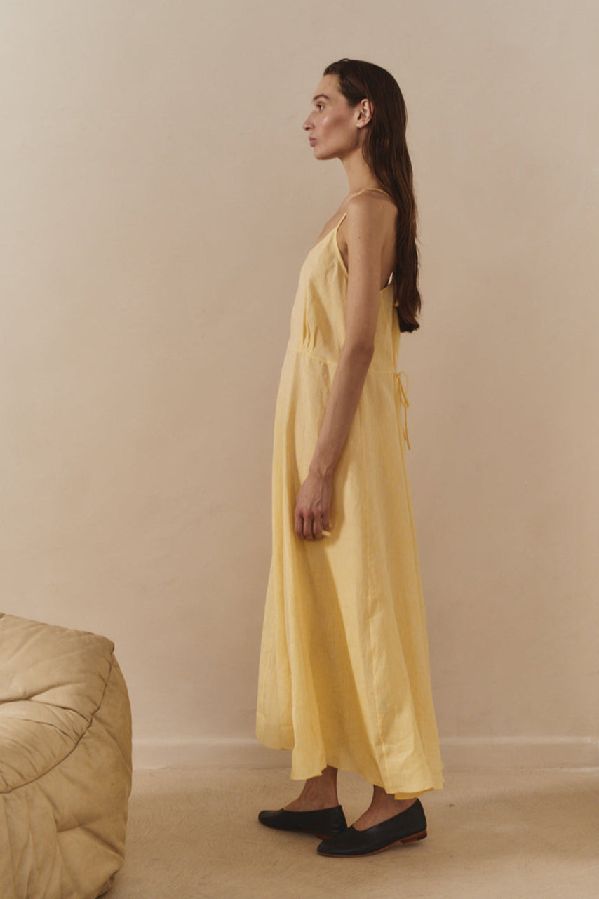 Beurre Linen Godet Slip Dress