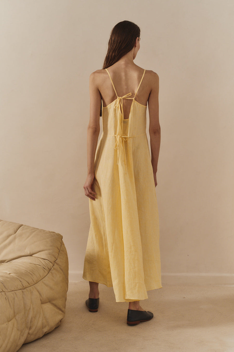 Beurre Linen Godet Slip Dress