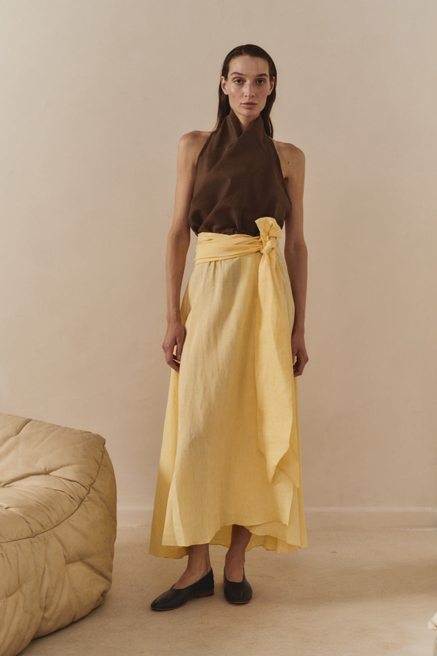 Chocolate Linen Scarf Top