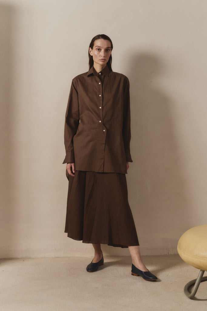 Chocolate Linen Paul Blouse – DATURA