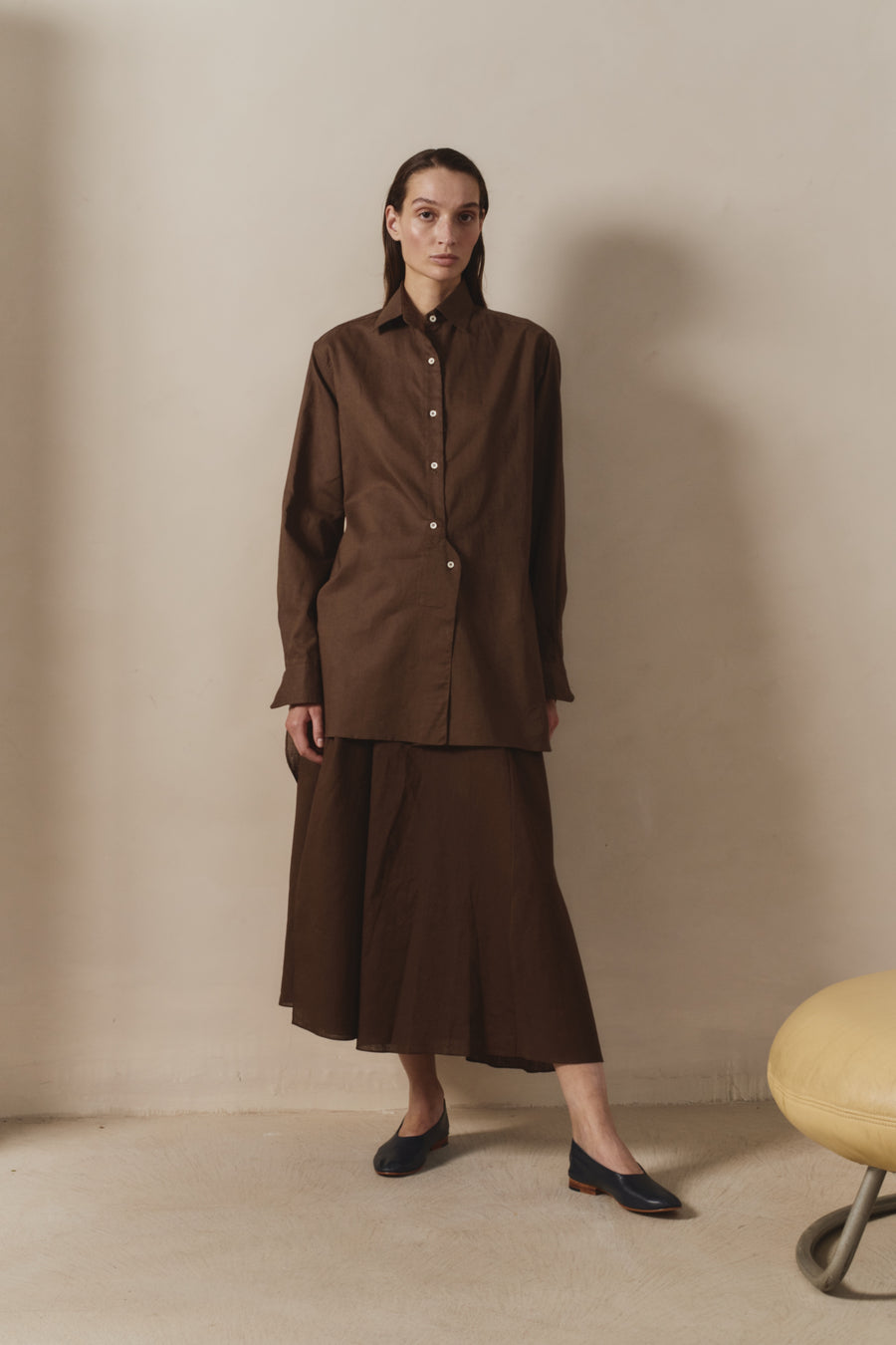 Chocolate Linen Paul Blouse