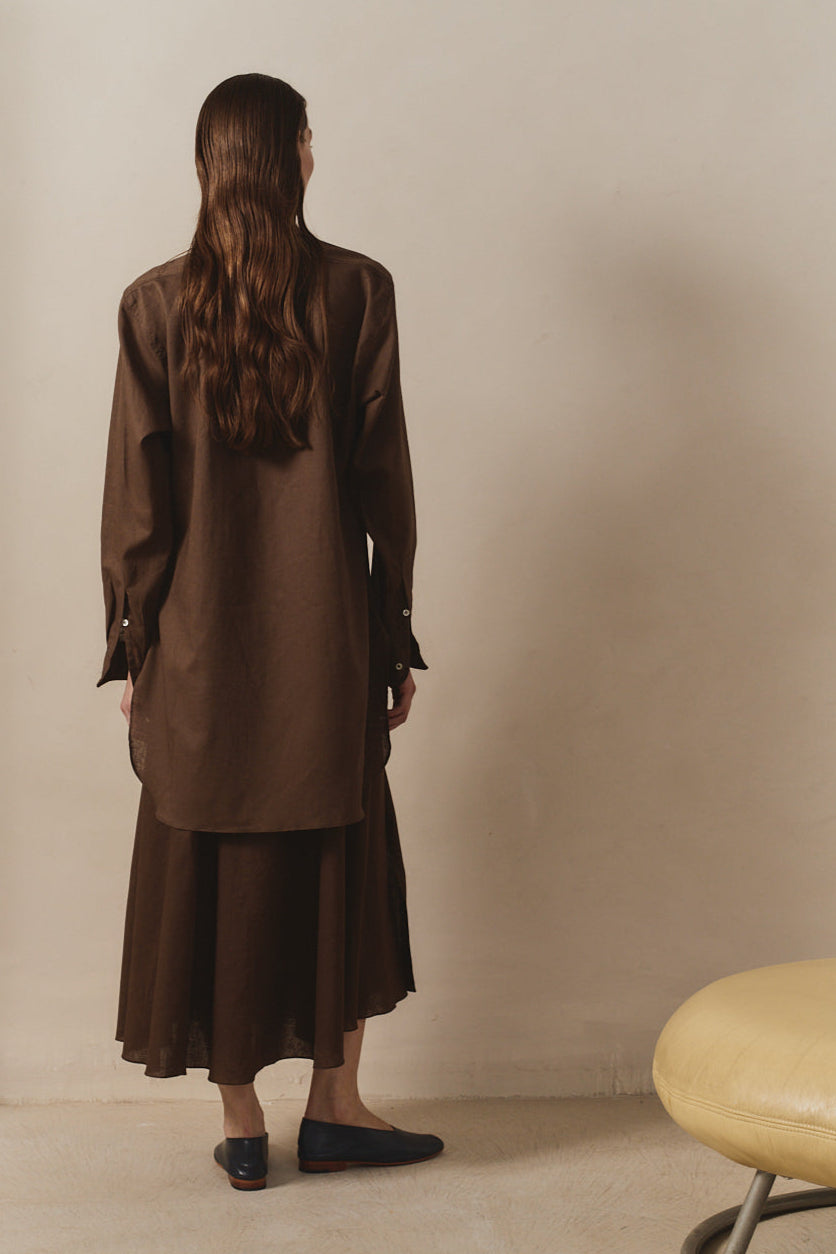 Chocolate Linen Alma Skirt