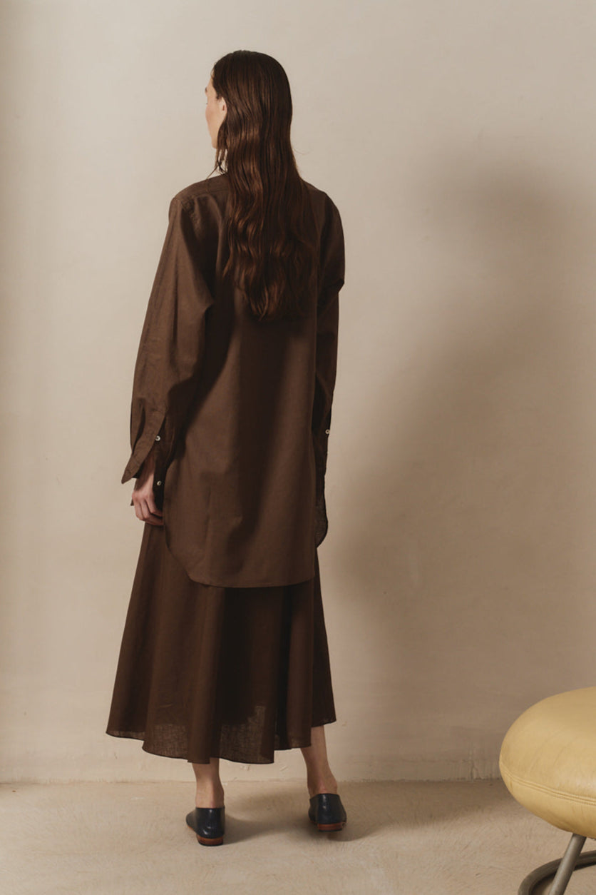 Chocolate Linen Alma Skirt