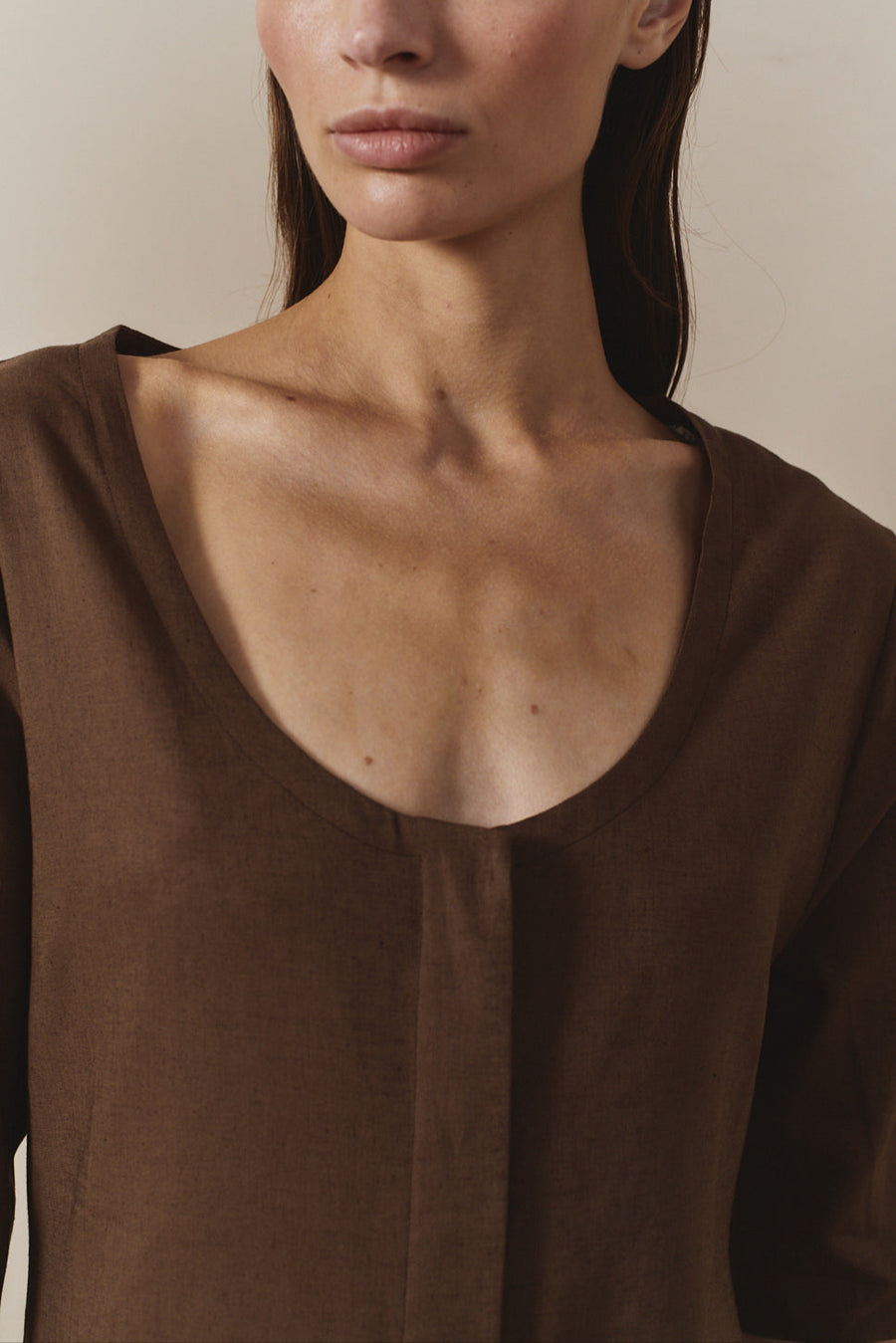 Chocolate Linen Payesa Dress