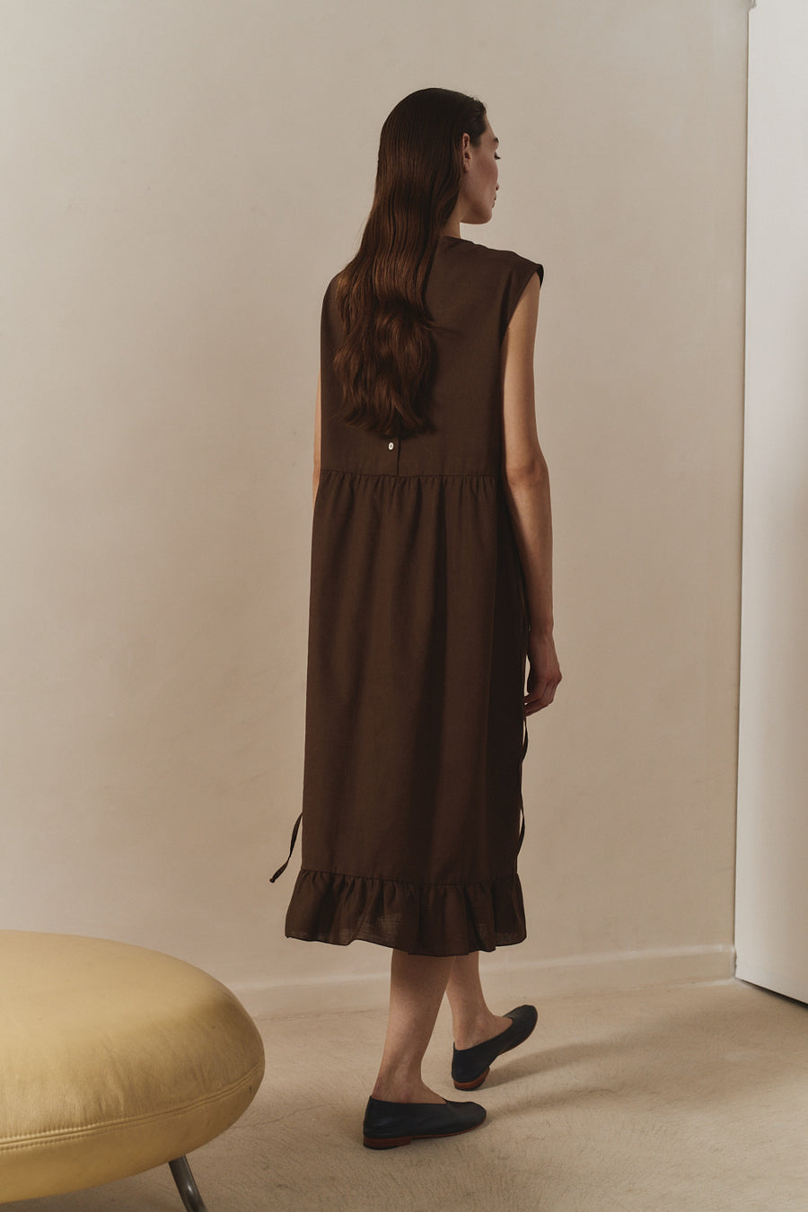 Chocolate Linen Echo Dress