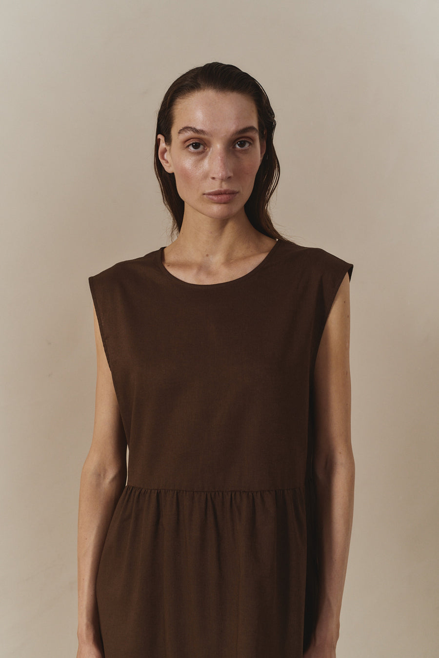 Chocolate Linen Echo Dress