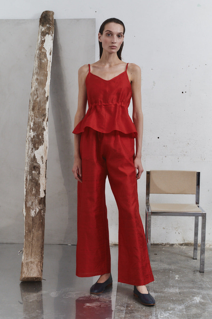 Carmine Dupion Scrunchie Top
