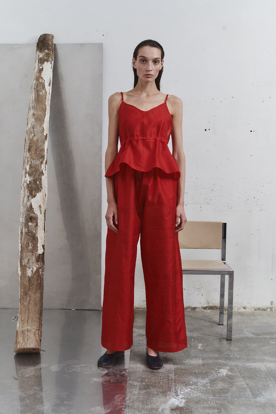 Carmine Dupion Scrunchie Top