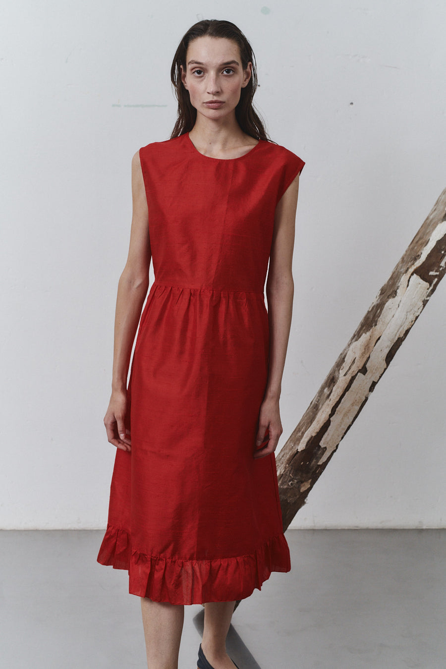 Carmine Dupion Echo Dress
