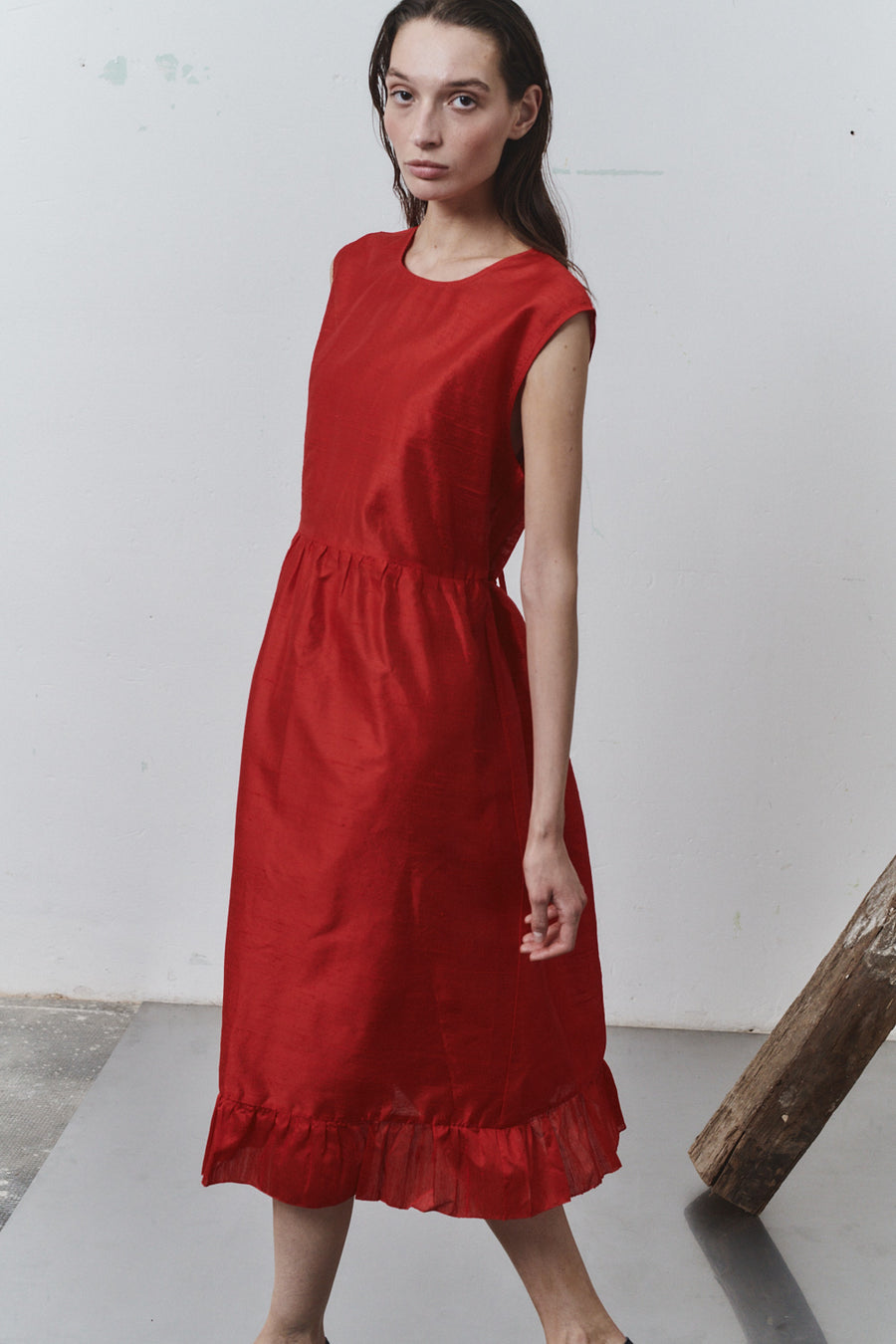 Carmine Dupion Echo Dress