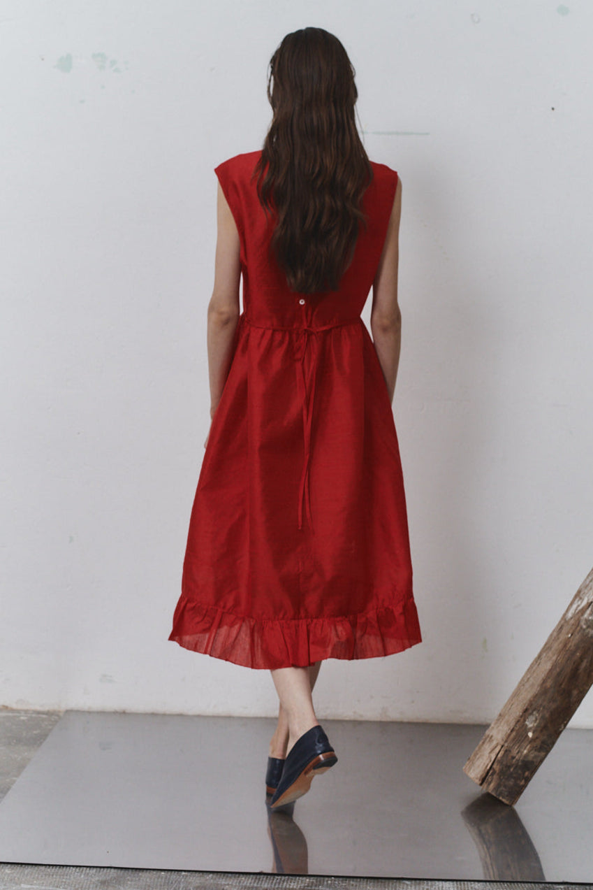 Carmine Dupion Echo Dress