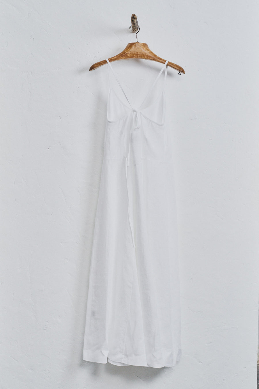 White Linen Godet Slip Dress