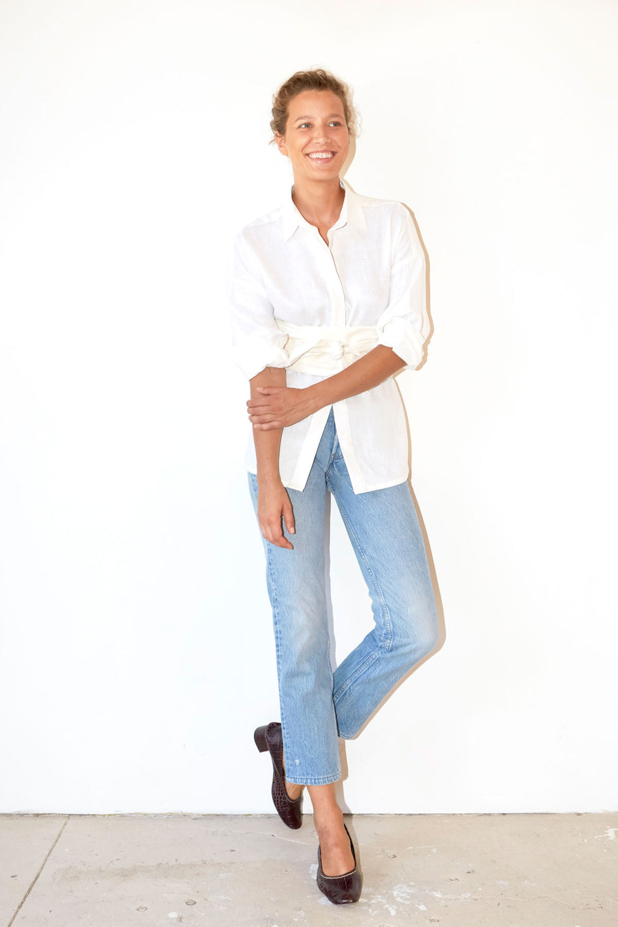 White Heavy Linen Ren Shirt