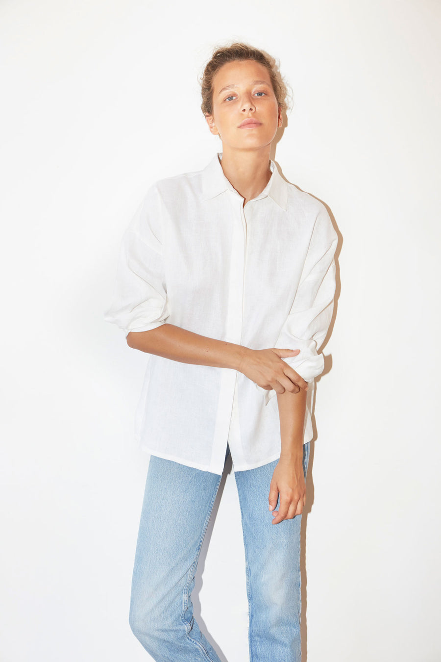 White Heavy Linen Ren Shirt