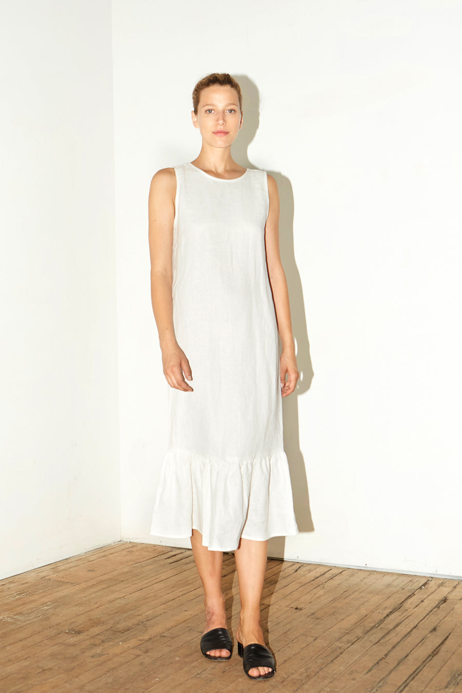 White Linen Carmen Dress