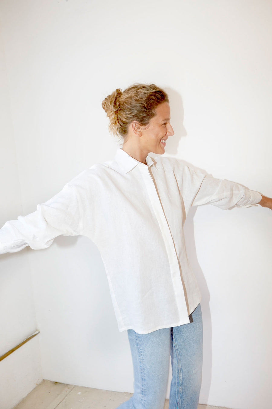 White Heavy Linen Ren Shirt