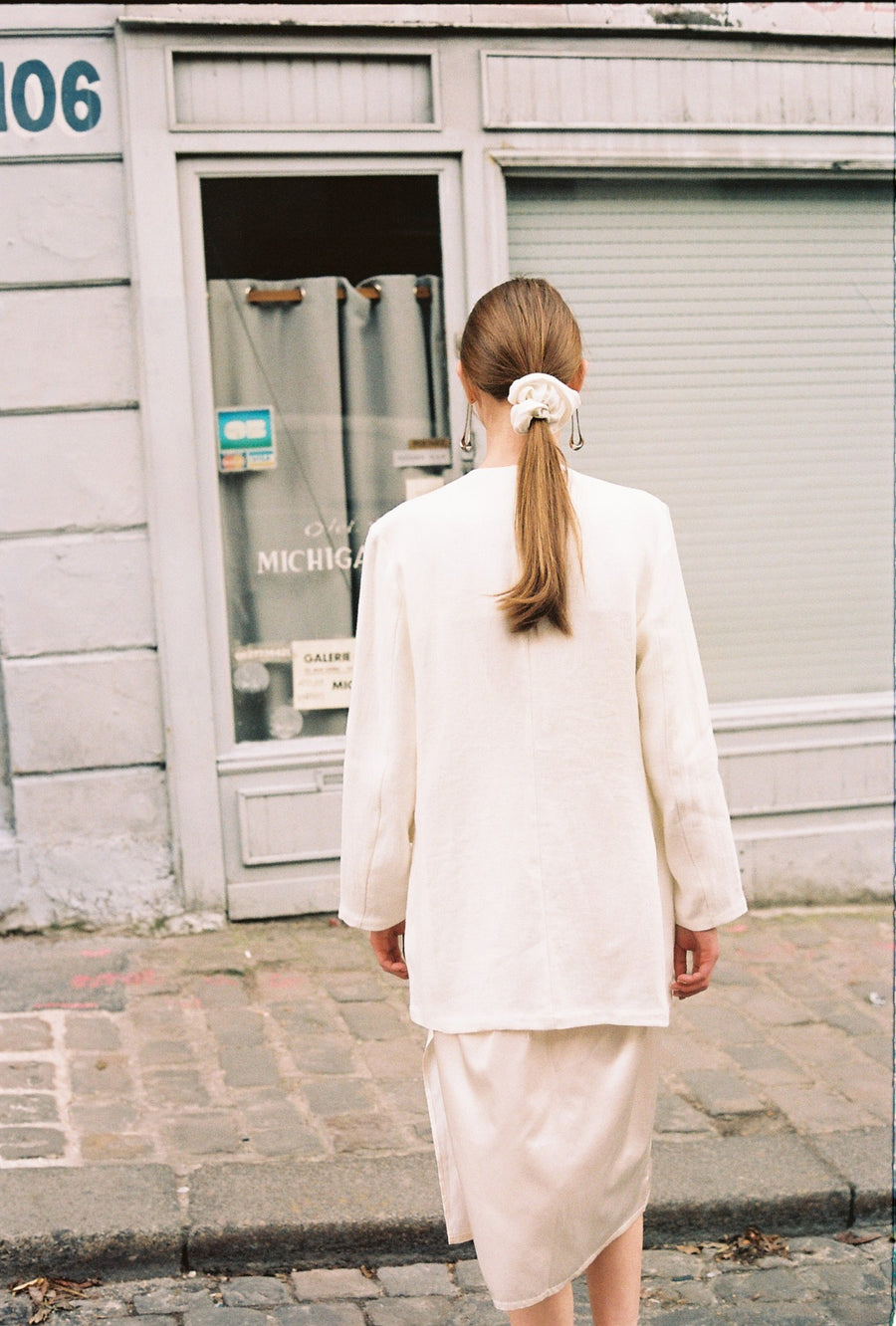 White Heavy Linen Senso Blazer