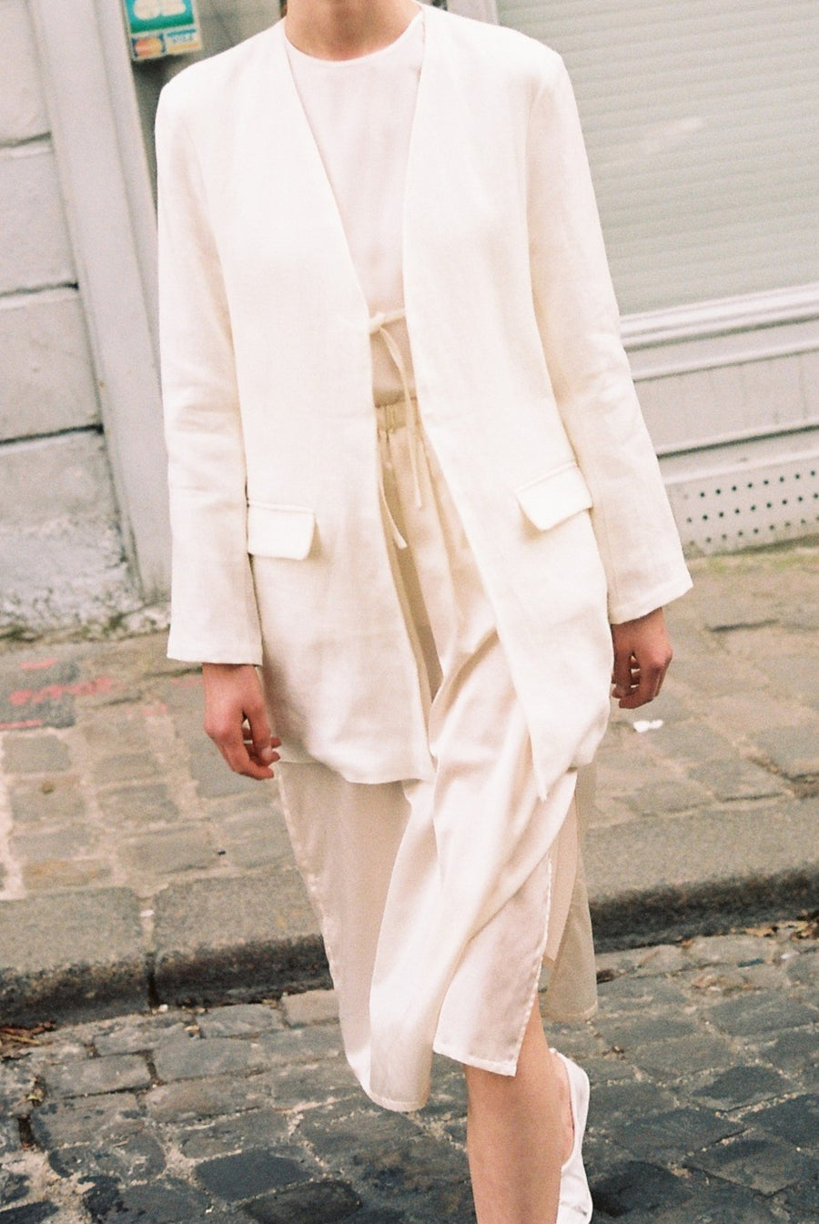 White Heavy Linen Senso Blazer