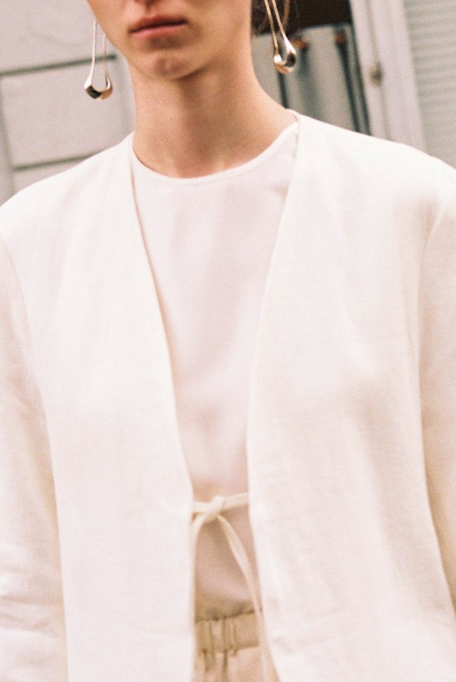 White Heavy Linen Senso Blazer