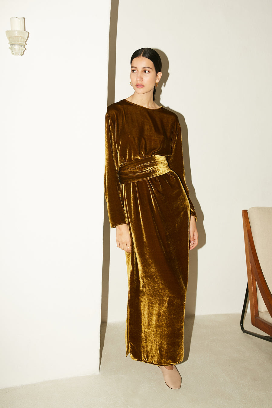 Oro Silk Velvet Ava Dress