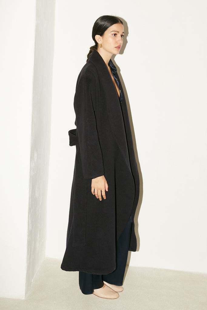 Deep Blue Cashmere Wool Trench Coat – DATURA