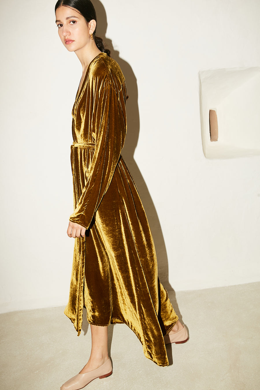 Oro Silk Velvet Seiso Dress-Coat
