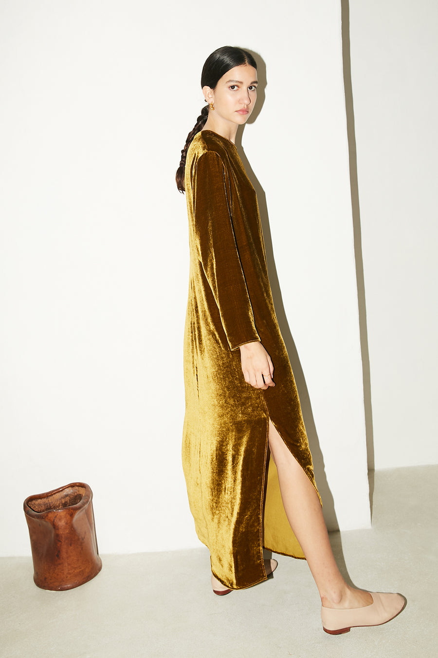 Oro Silk Velvet Ava Dress