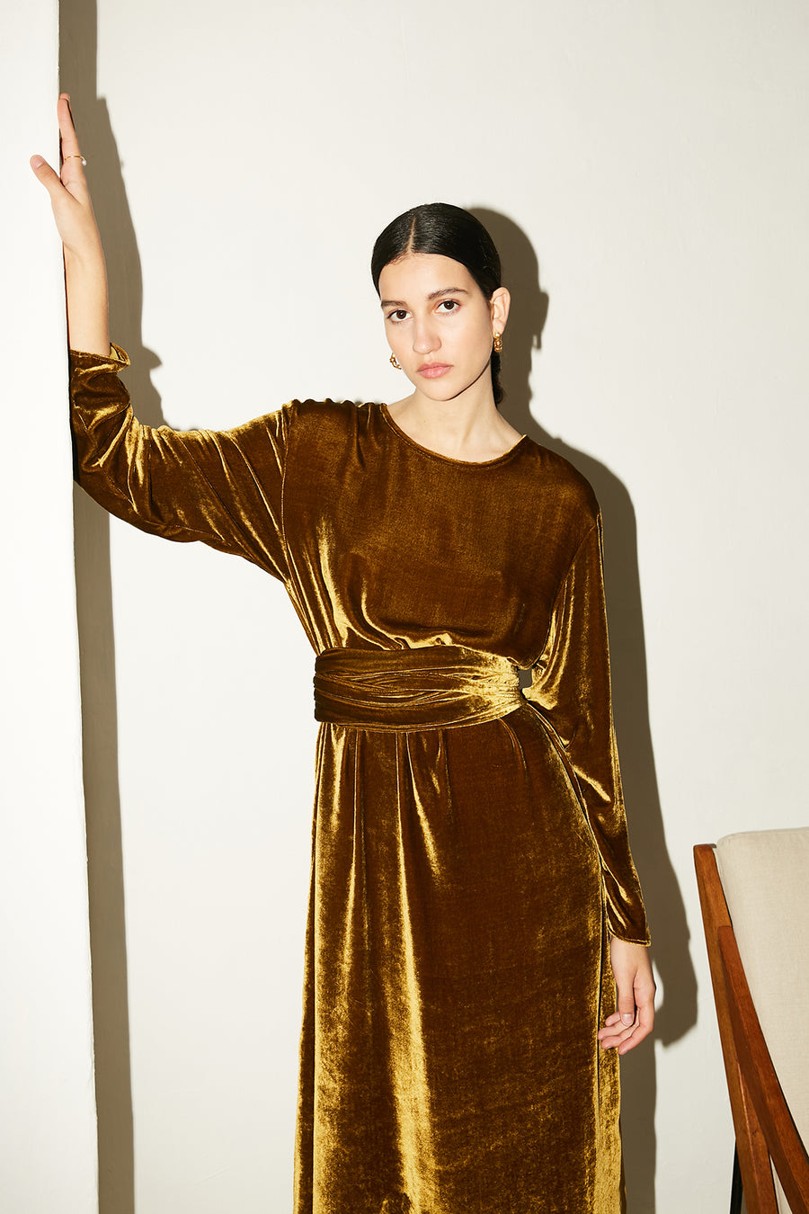 Oro Silk Velvet Ava Dress