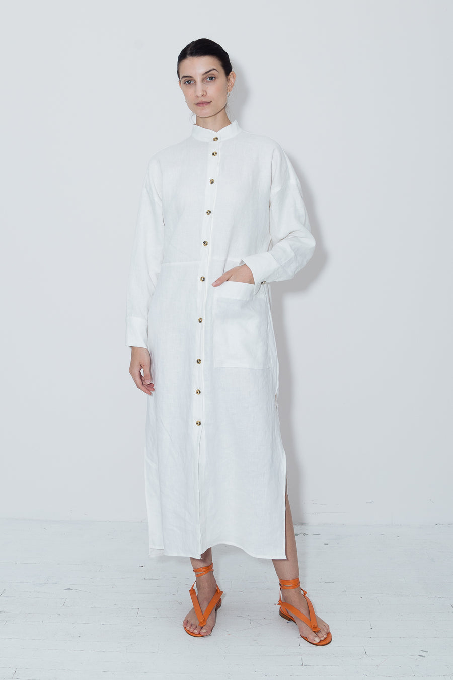 White Linen Petra Kaftan Dress