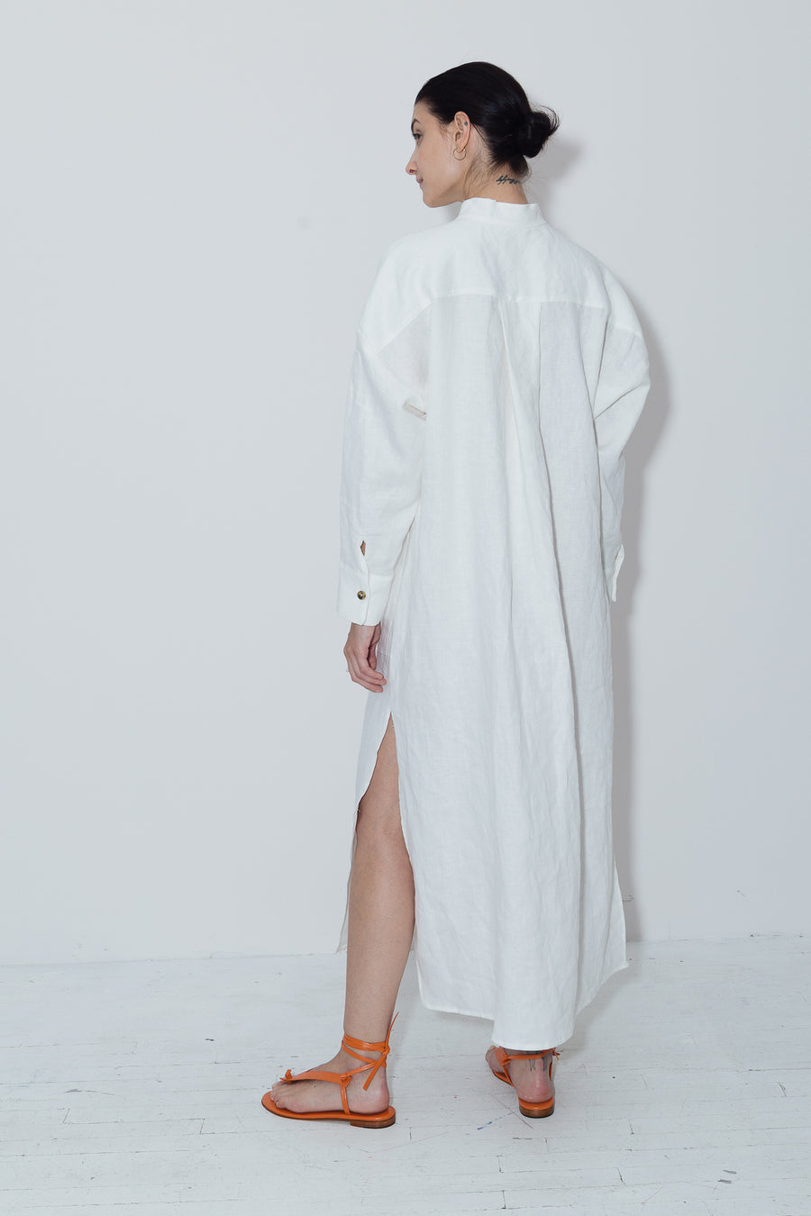 White Linen Petra Kaftan Dress