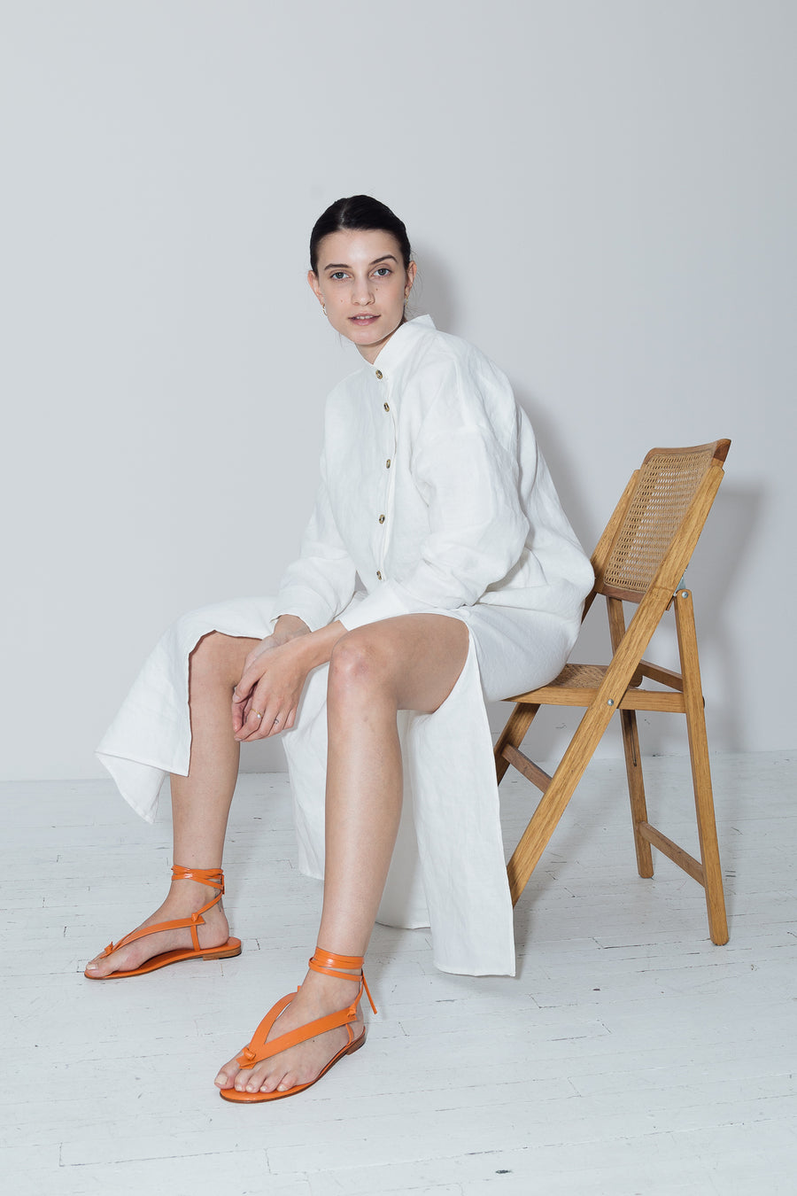 White Linen Petra Kaftan Dress