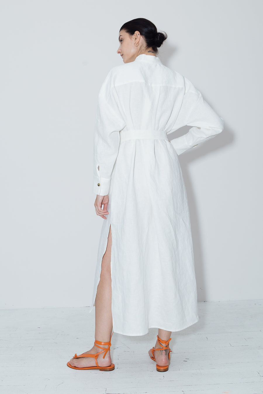 White Linen Petra Kaftan Dress