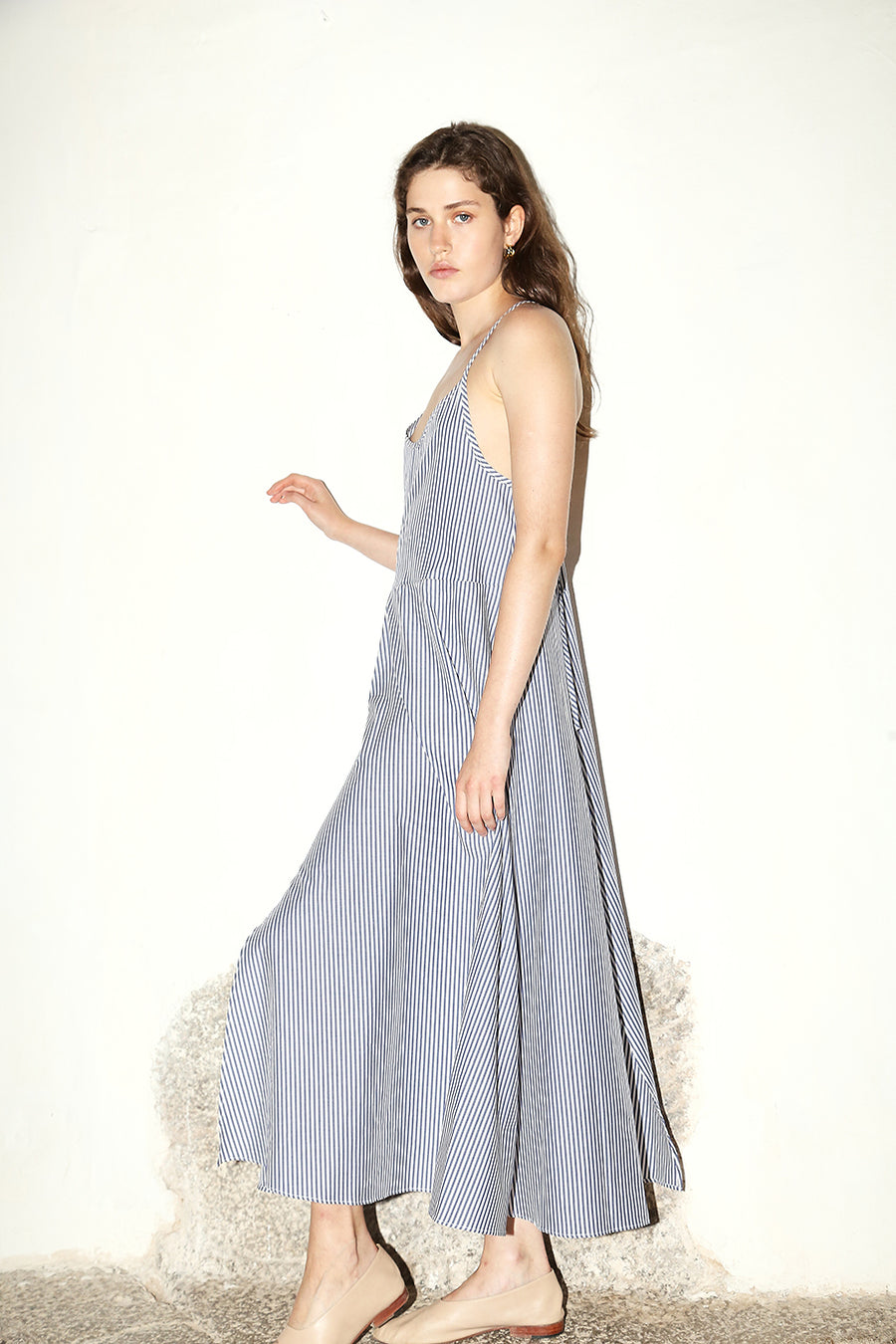 Blue Striped Slip Dress