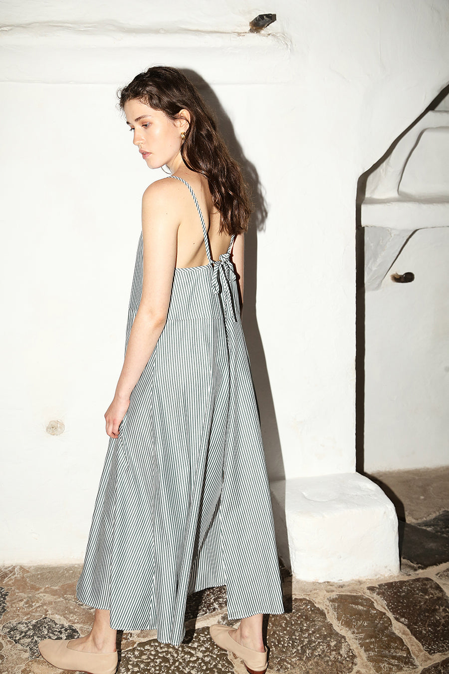 Olive Striped Slip Dress