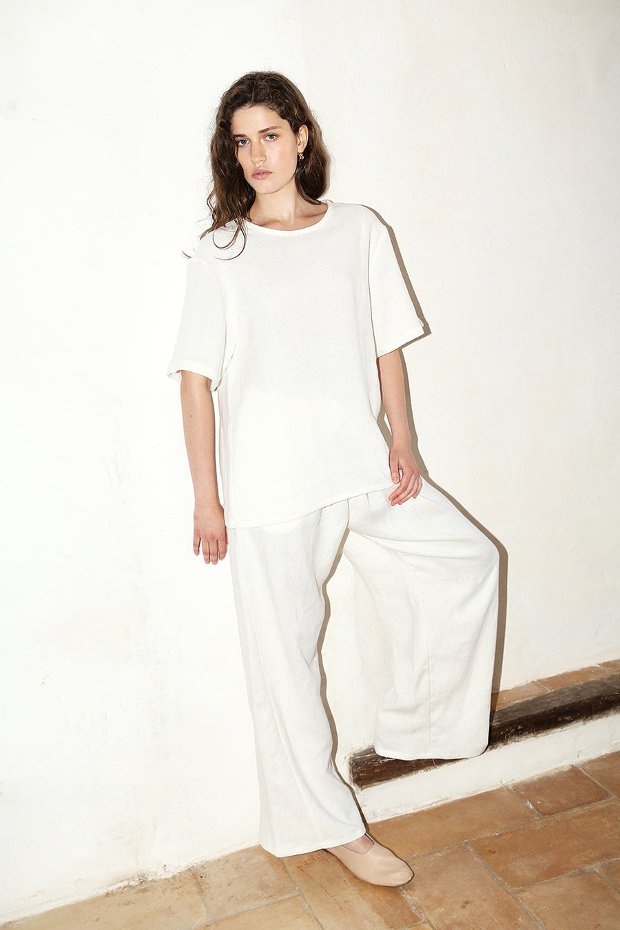 White Heavy Linen Astra Top