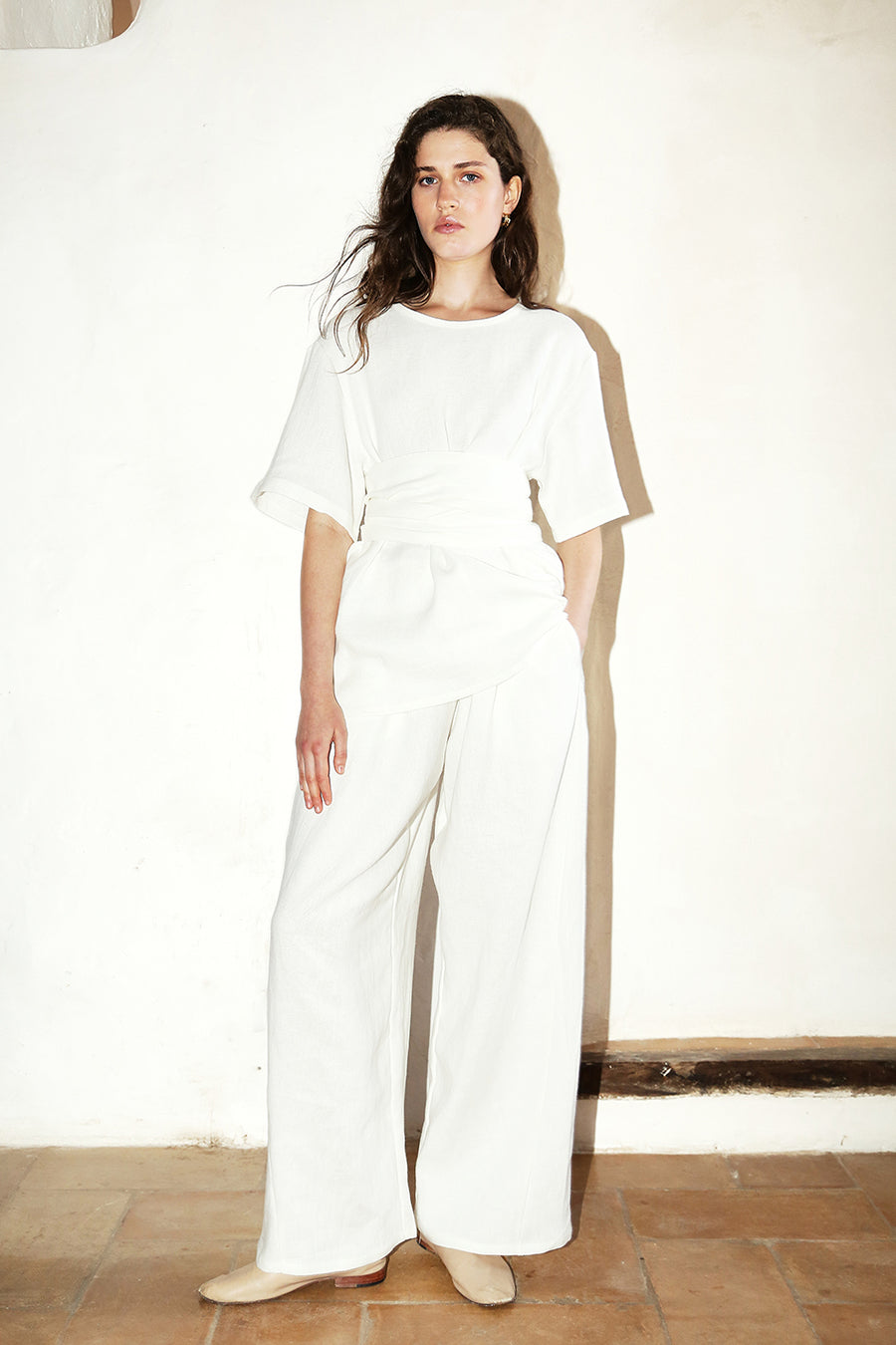 White Heavy Linen Judo Pants