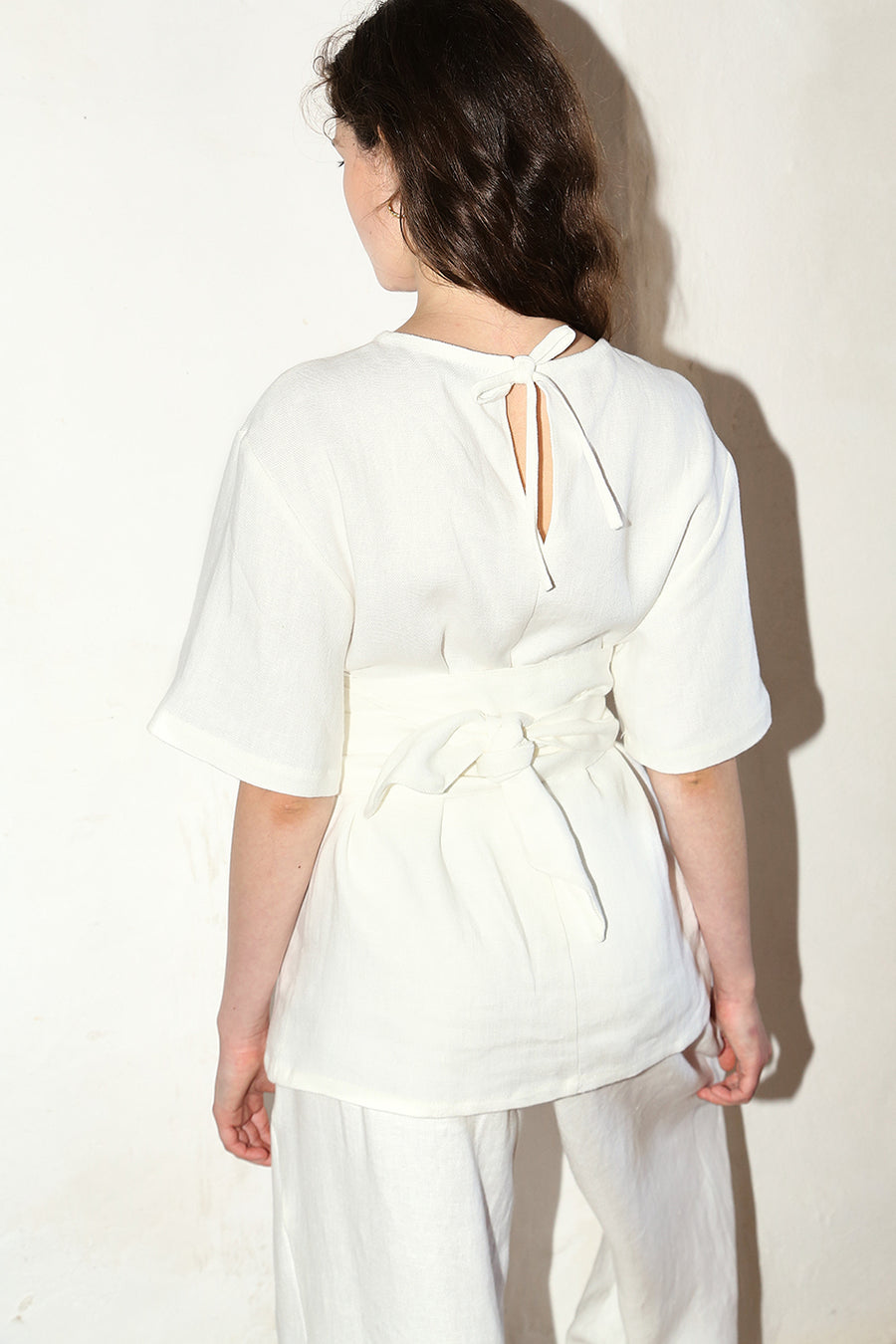 White Heavy Linen Astra Top