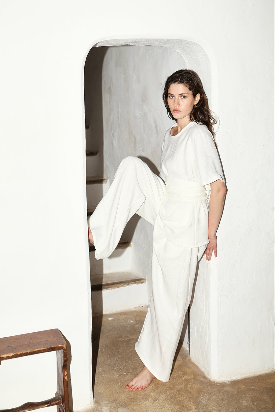 White Heavy Linen Judo Pants