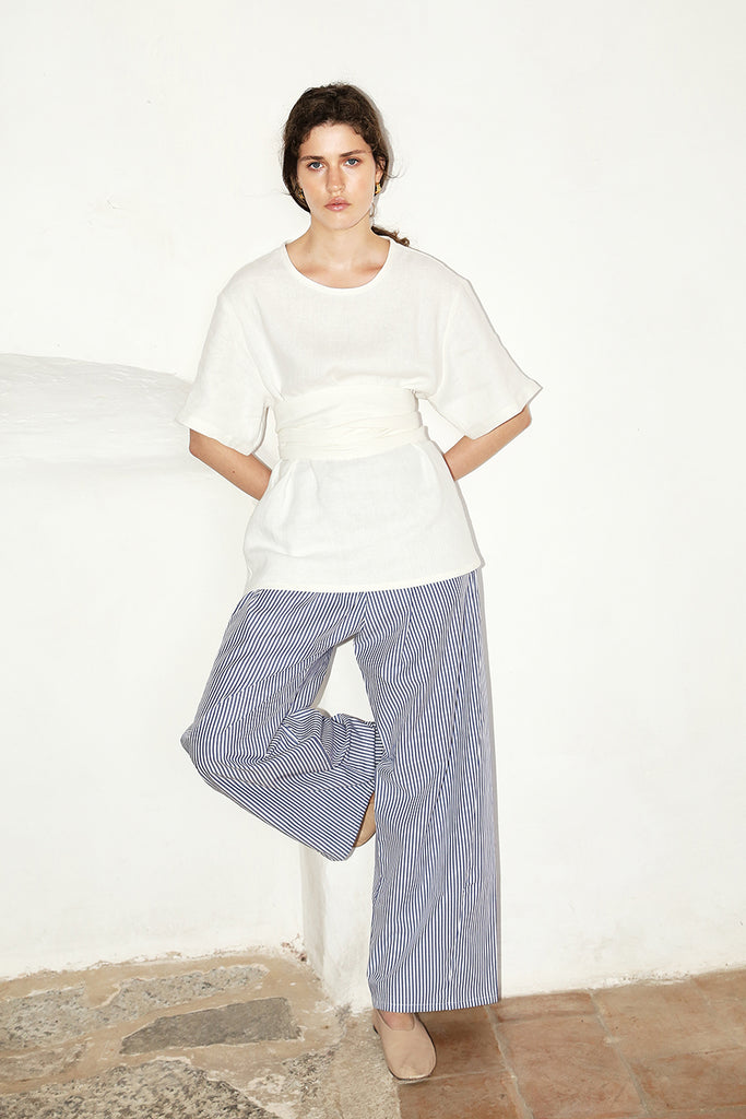 Blue Striped Cotton Judo Pants – DATURA