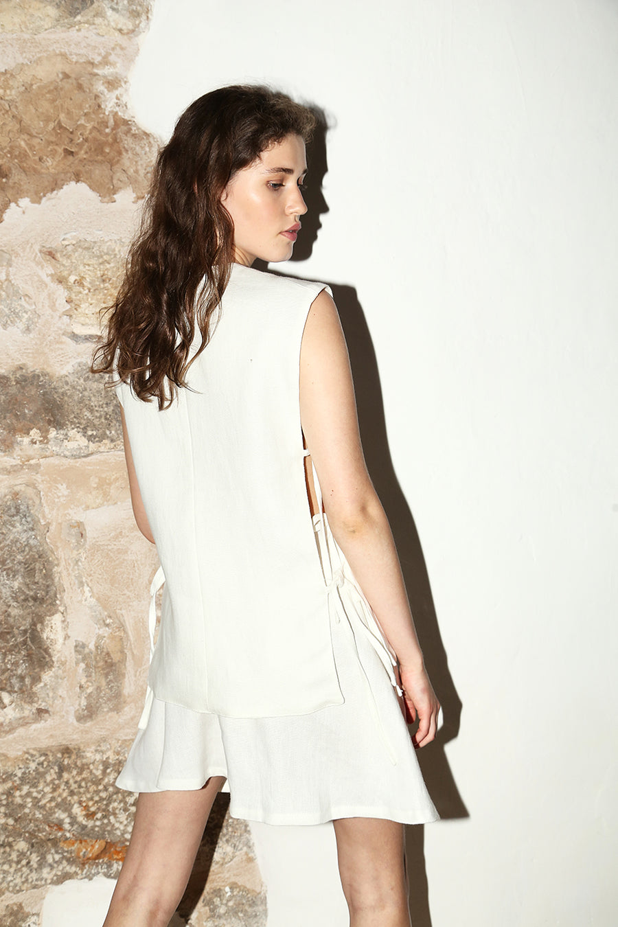 White Heavy Linen Vest