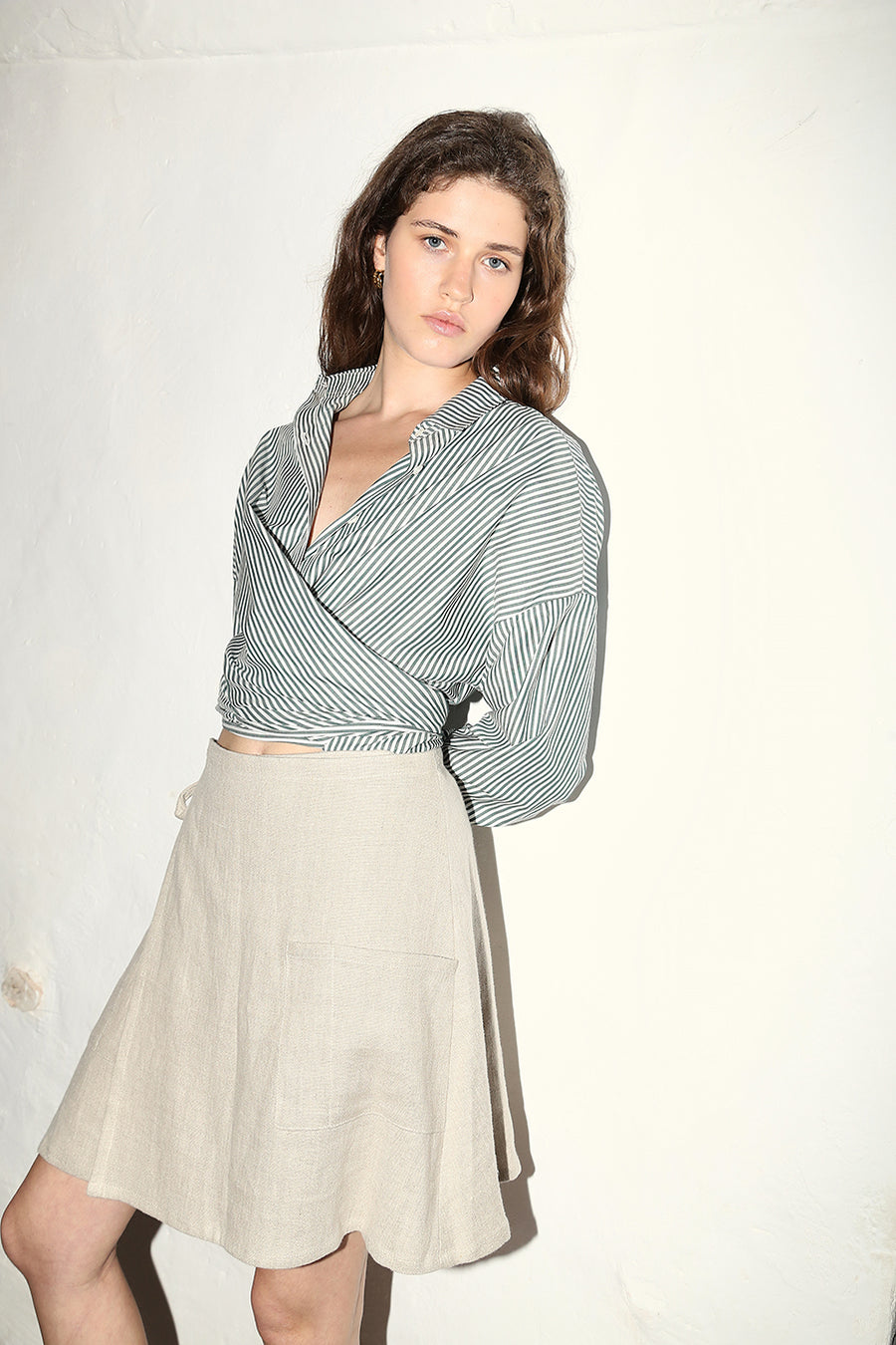 Piedra Heavy Linen Wrap Mini Skirt