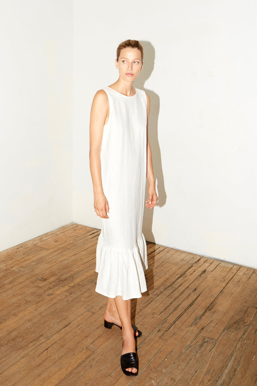 White Linen Carmen Dress