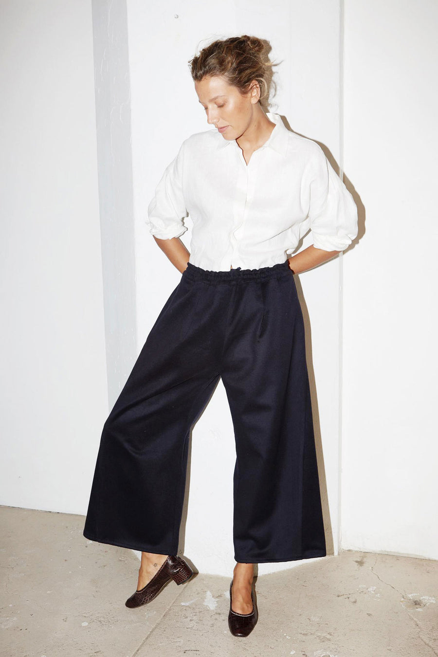 Night Blue Wool Karate Pants