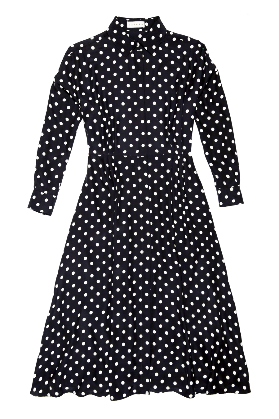 Polka Silk Long Shirt Dress