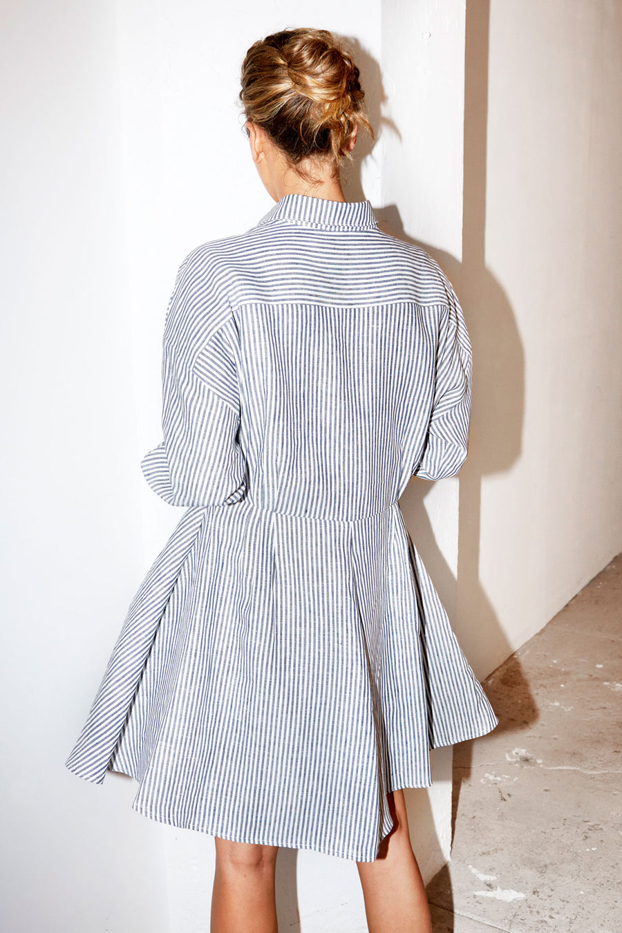 Striped Linen Short Shirt Dress
